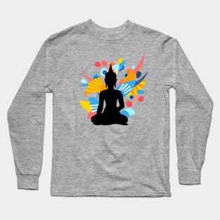 Black Budda with Colorful Energy Long Sleeve T-Shirt